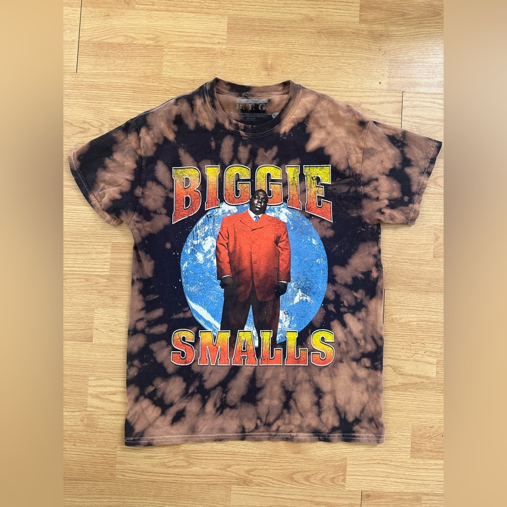 Biggie Smalls Kids Tie-Dye T-Shirt - Brown & Blue Y2K style